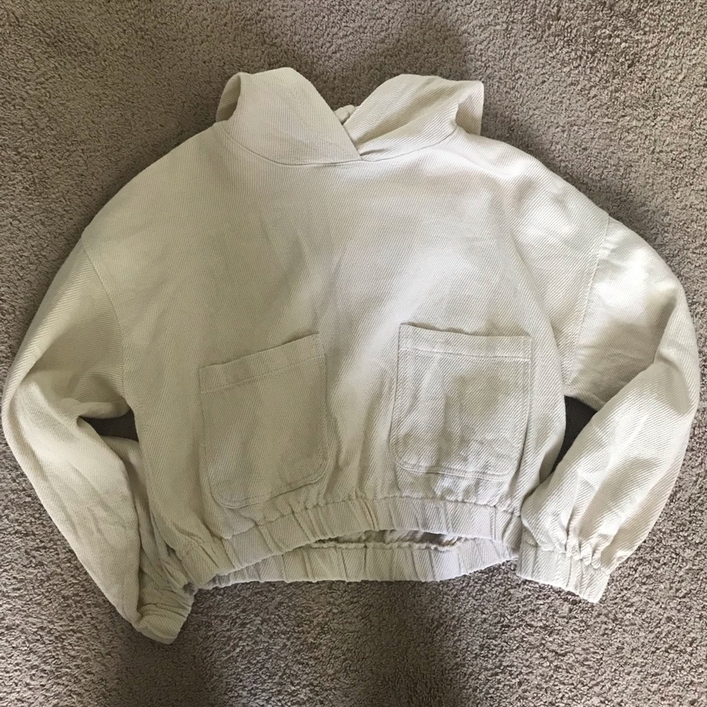 Cream cropped hoodie